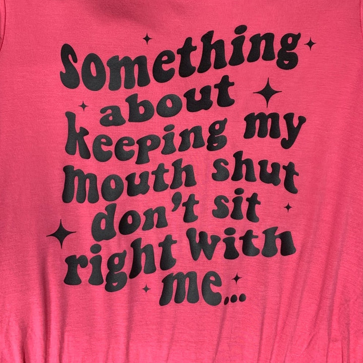 New Upcycled Handprinted Womens Large Something Dont Sit Right With Me Tee Shirt