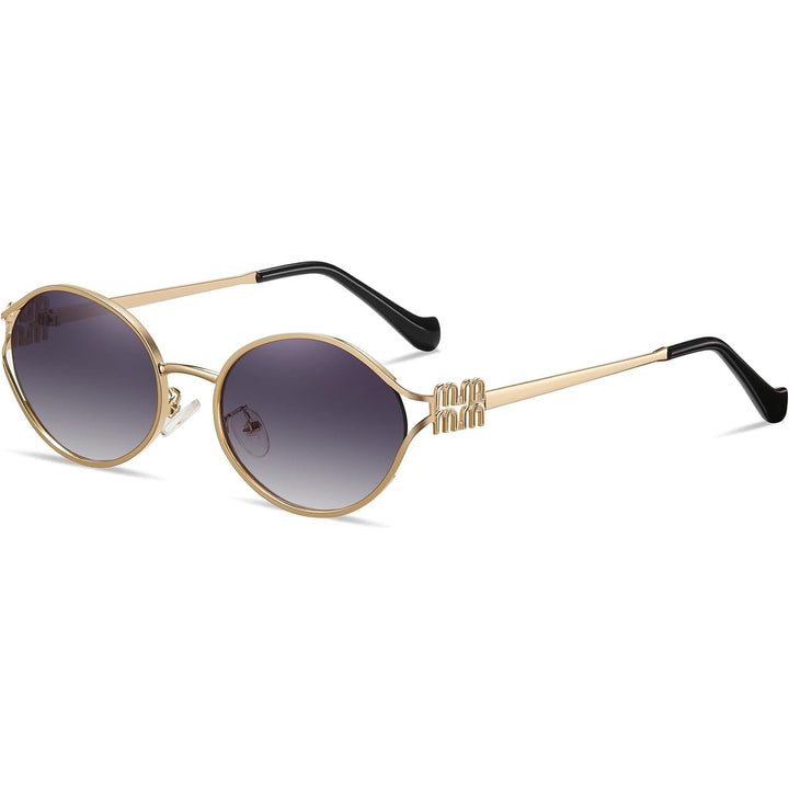 New Zeoxie Womens Gold Oval Rim Gray True Color Lenses Retro Oval Sunglasses