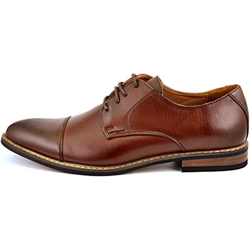 Bruno Marc Mens 13W Wide Brown Faux Leather Lace Up Classic Oxford Wingtip Shoes