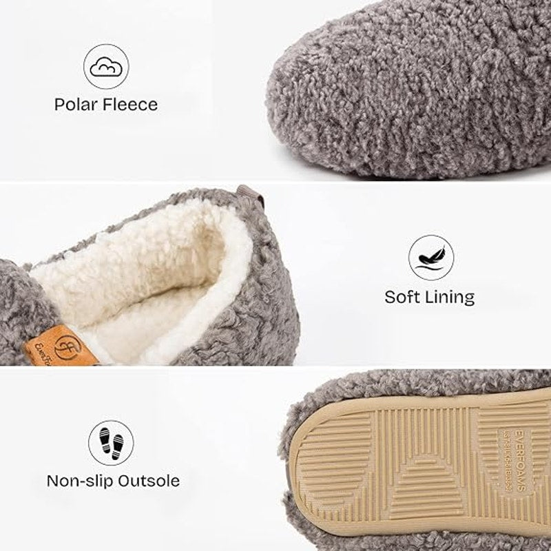 NWT New EverFoams Womens 8.5 Gray Slippers Soft Memory Foam House Shoes
