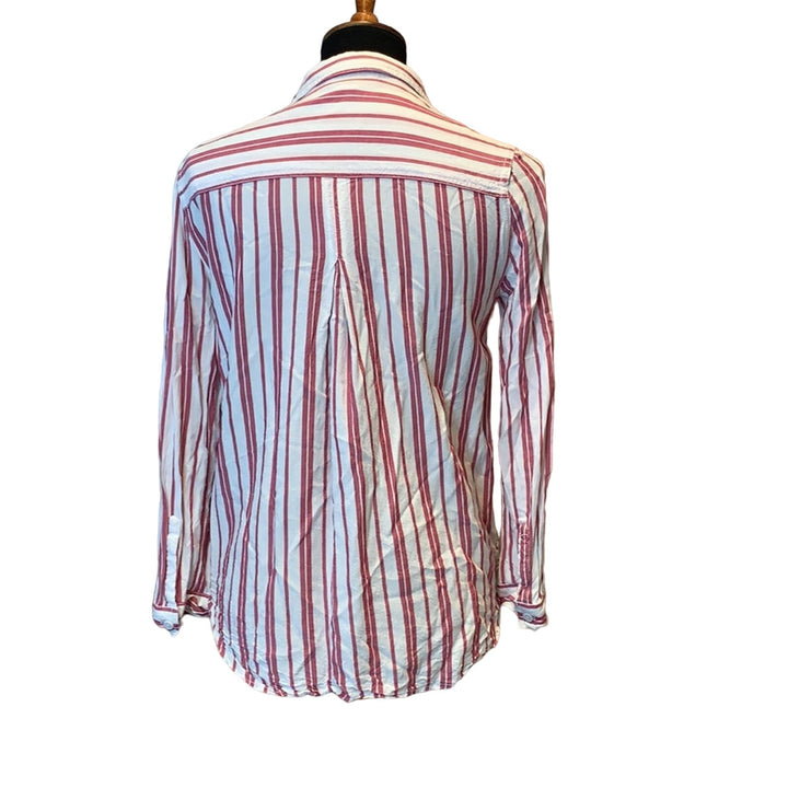 Beach Lunch Lounge Small Striped Button Down 100% Viscose Casual Shirt Top