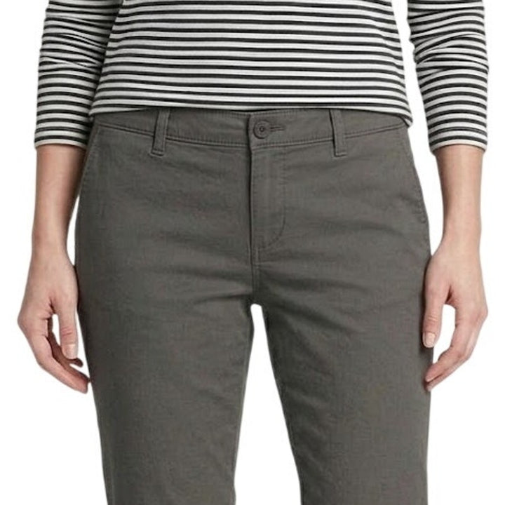 New Eddie Bauer Womens 14 Carbon Gray Boyfriend Midrise Slim Legend Wash Pants