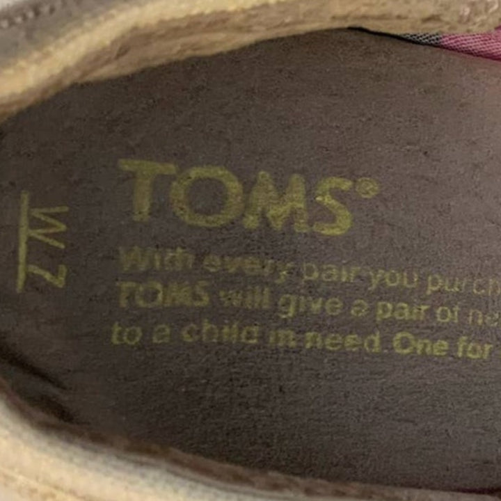 Toms Womens Size 7 Open Toe Striped Fabric High Heel Wedge Casual Shoes