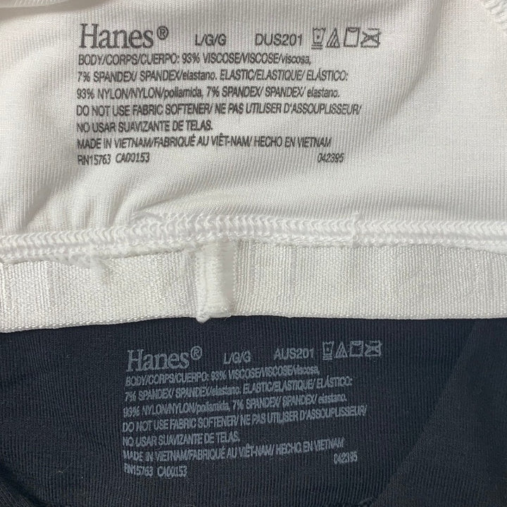 Lot of 2 Hanes Womens Large Black White Unlined Wire Free Racerback Bralette