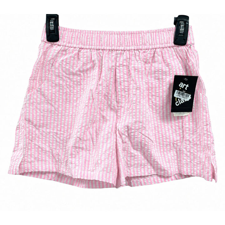 New Art Class Girls Large (10/12) Pink And White Stripe Seersucker Shorts