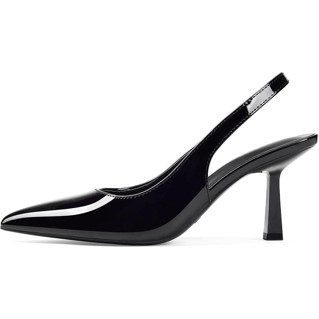 Elisabet Tang Women Size 9 Black 3.25" Heel Closed Pointed Toe Slingback Shoes
