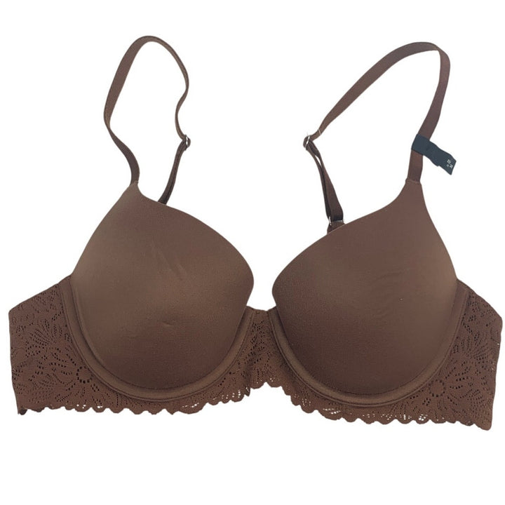 New Aerie Womens 34B Chocolate Brown Sunnie Demi Underwire Lace Bra