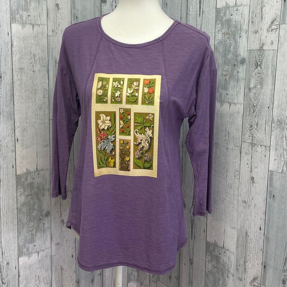 Hand Printed Upcycled Small Vintage Book Page Flower Butterfly Bee Tee Shirt