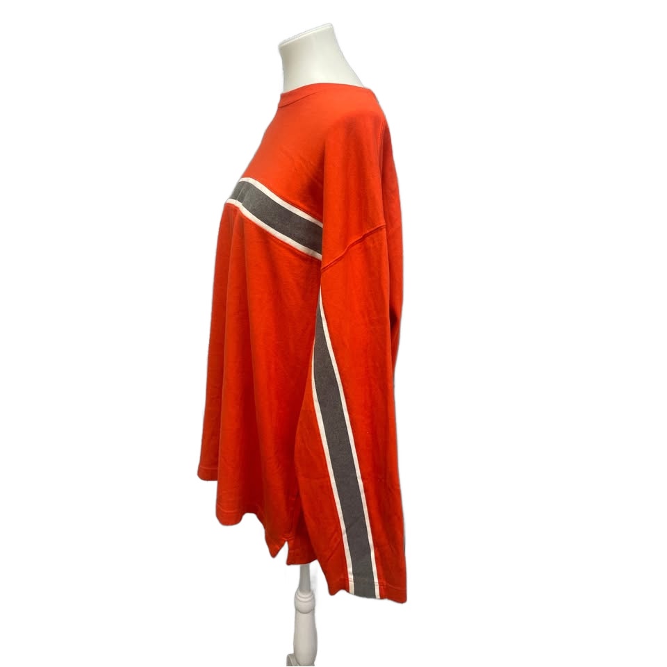 GAP Mens XXL 100% Cotton Orange Striped Long Sleeve Crew Neck Heavy Tee Shirt