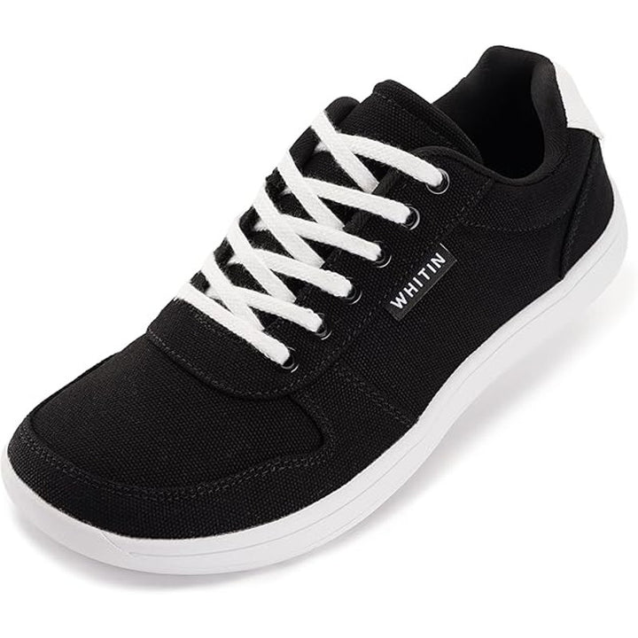 Whitin Womens Size 8.5 Black Canvas Lace Up Wide Toe Box Zero Drop Sneaker Shoes