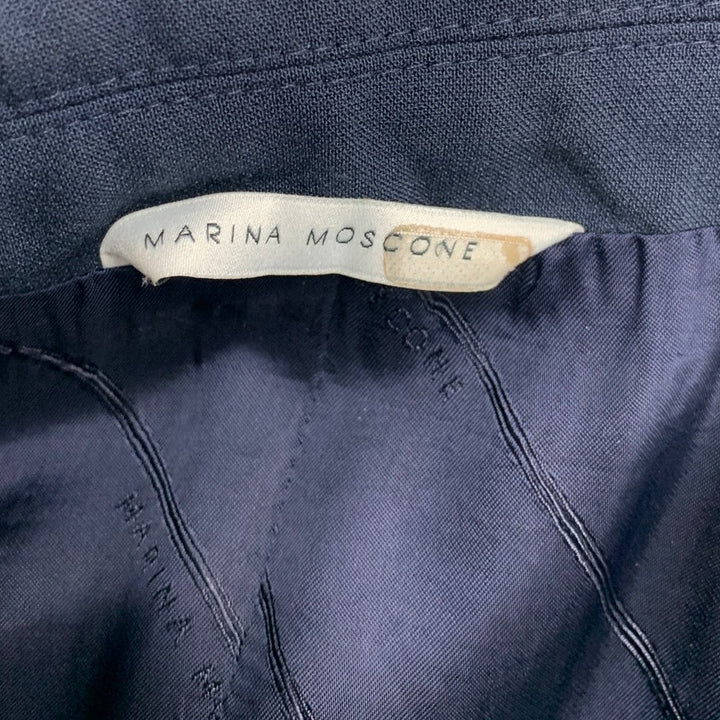 Marina Moscone Womens Size 0 Navy Blue Patch Pocket Single Button Blazer Jacket