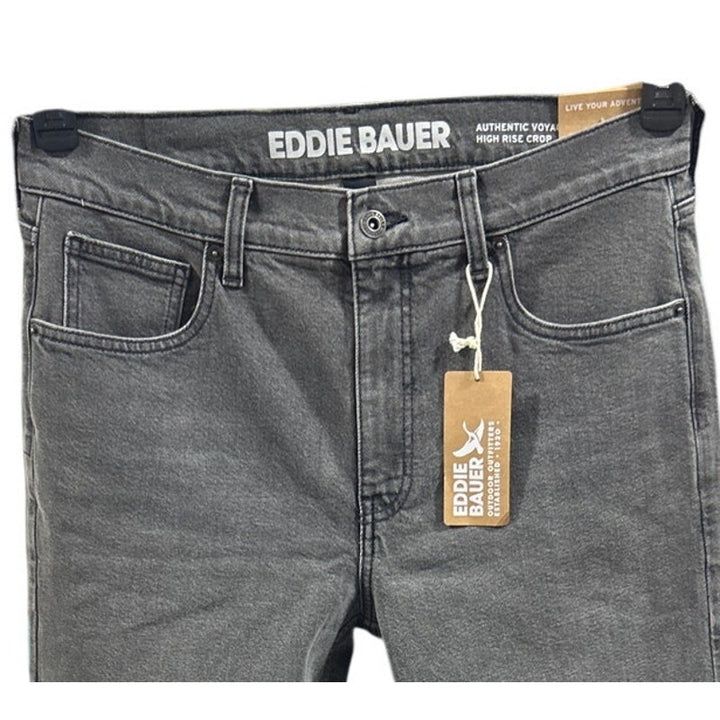 New Eddie Bauer Womens Washed Black Authentic Voyager High Rise Crop Jeans