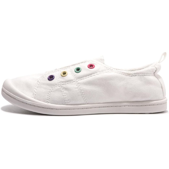 New FunMonkey Toddler Girls Size 6 White Canvas Sneakers Lace Up Slip On Shoes
