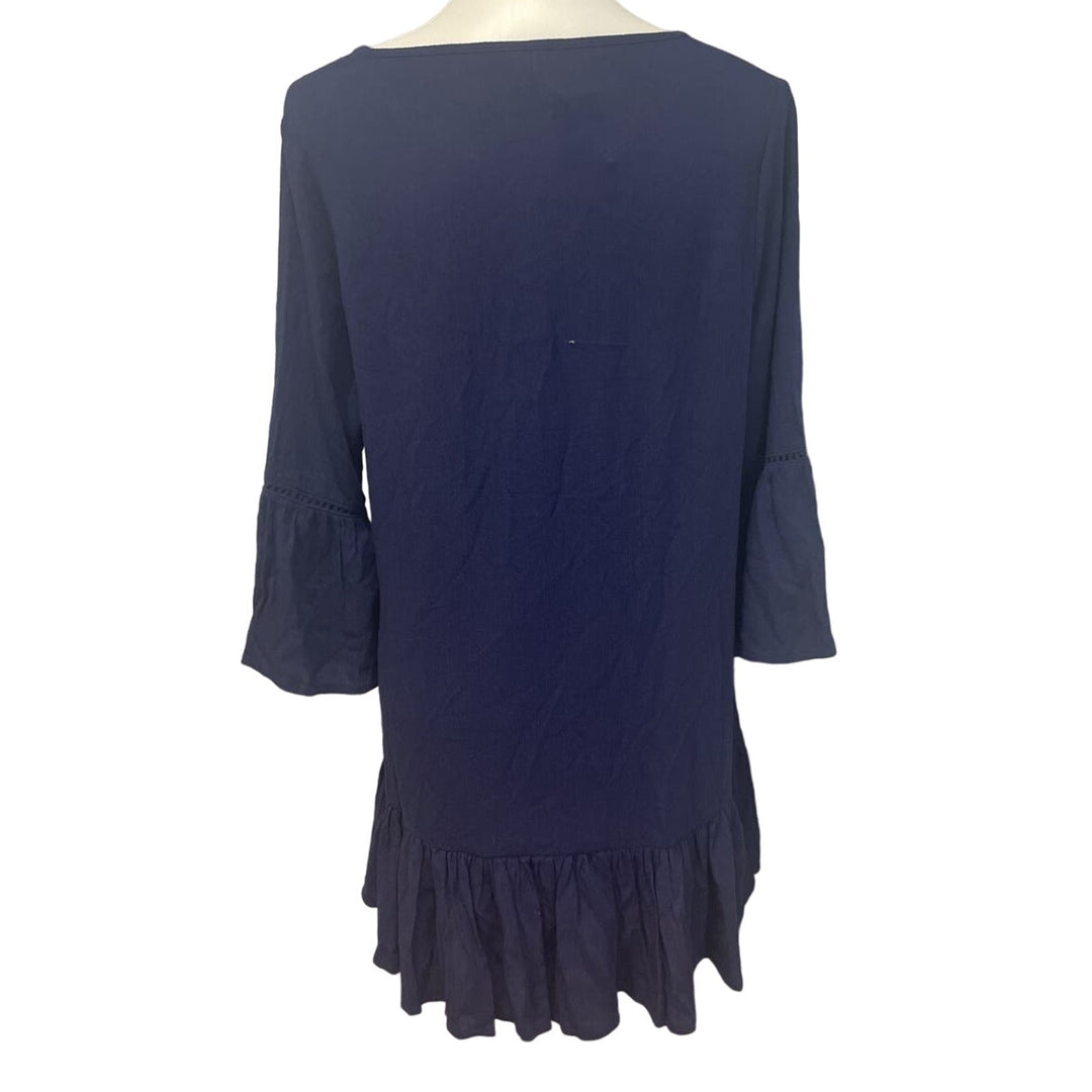 New Draper James Womens XS Long Bell Sleeve Front Tie Swim Coverup Dress
