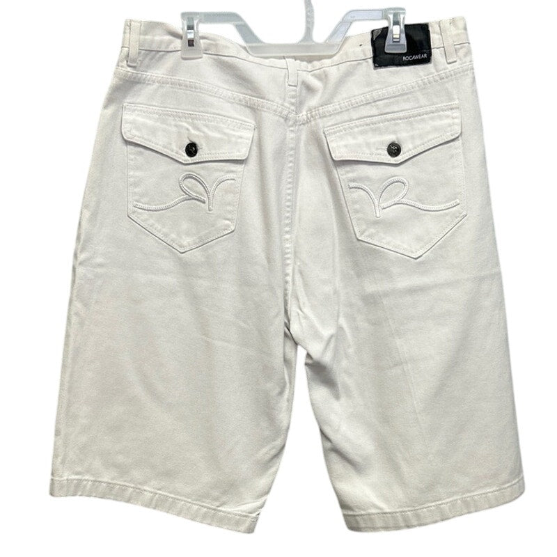 Rocawear Mens Size 40 100% Cotton Long White Denim Jean Shorts Jorts