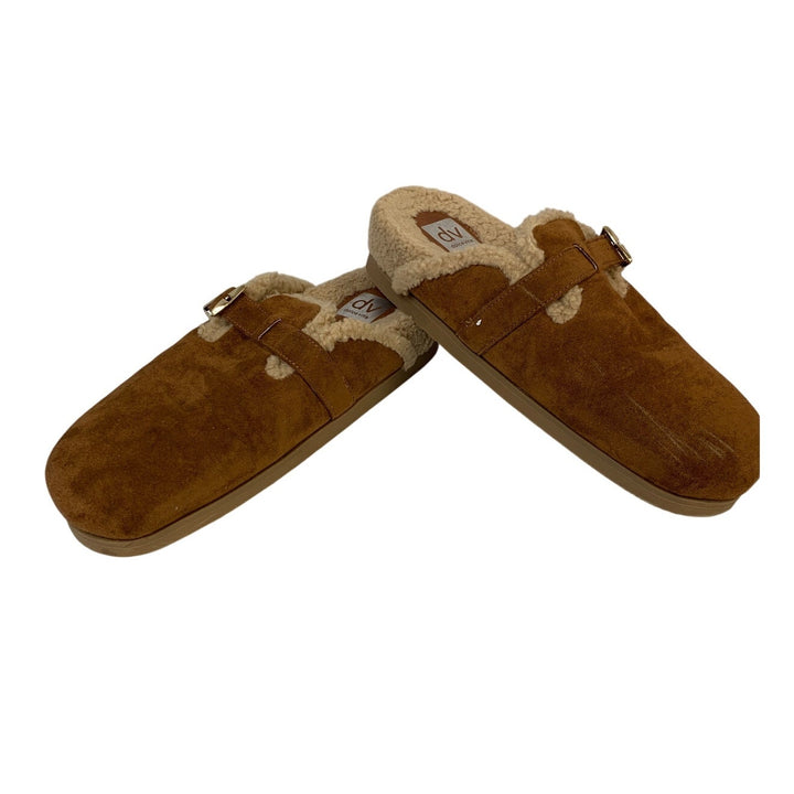 DV by Dolce Vita Womens Size 11 Cognac Brown Sherpa Lined Slide On Clog Shoes