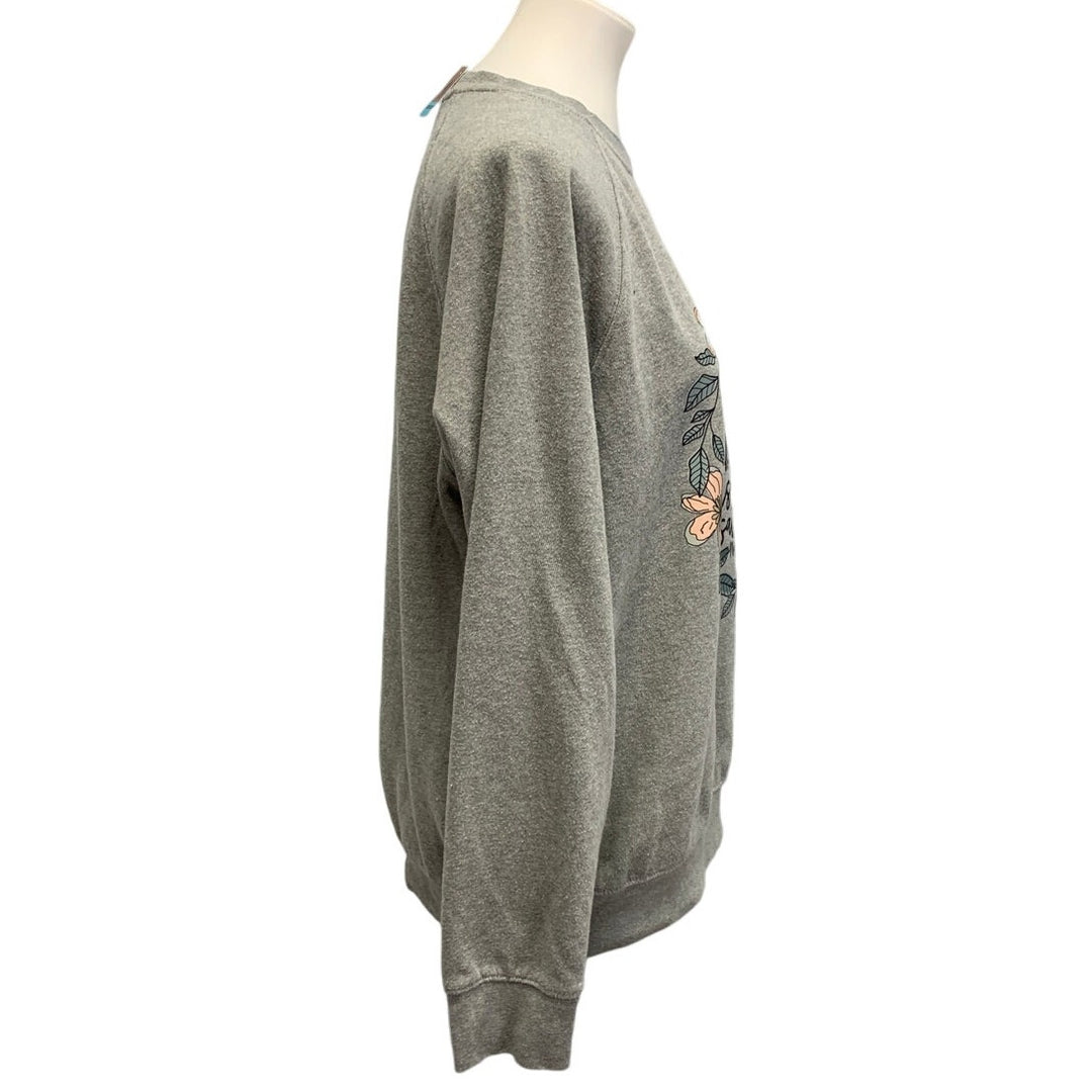 Hand Printed Upcycled Womens Large He Is Not Here Jesus Has Risen Sweatshirt