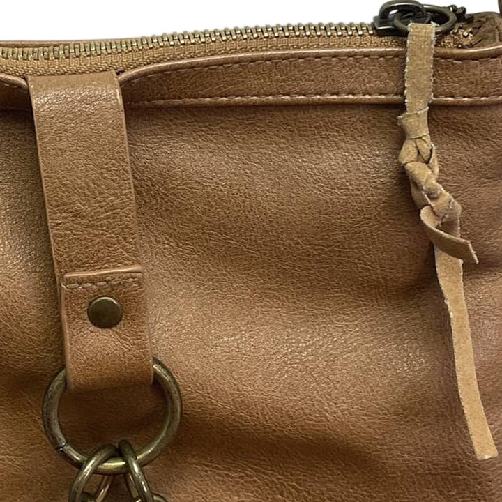 Small Faux Leather Crossbody Braided Fringe Adjustable Strap Handbag Purse