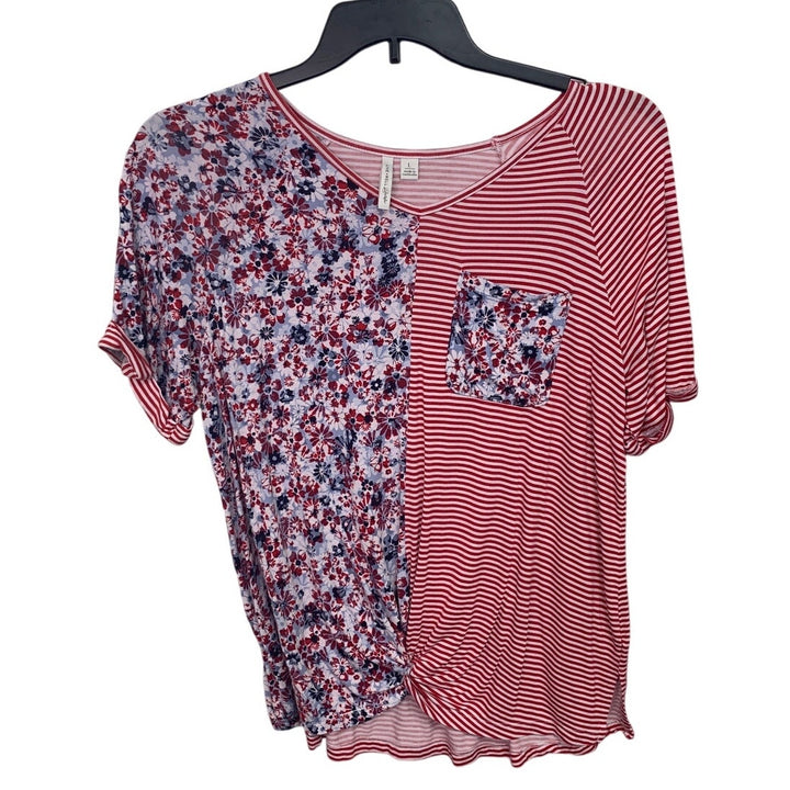 Lot of 3 Womens Large Floral Beach Starfish Short Sleeve Summer Tops Shirts