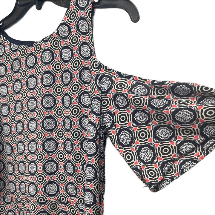 Banana Republic Womens 8P Polyester Geometric Floral Circle Cold Shoulder Dress