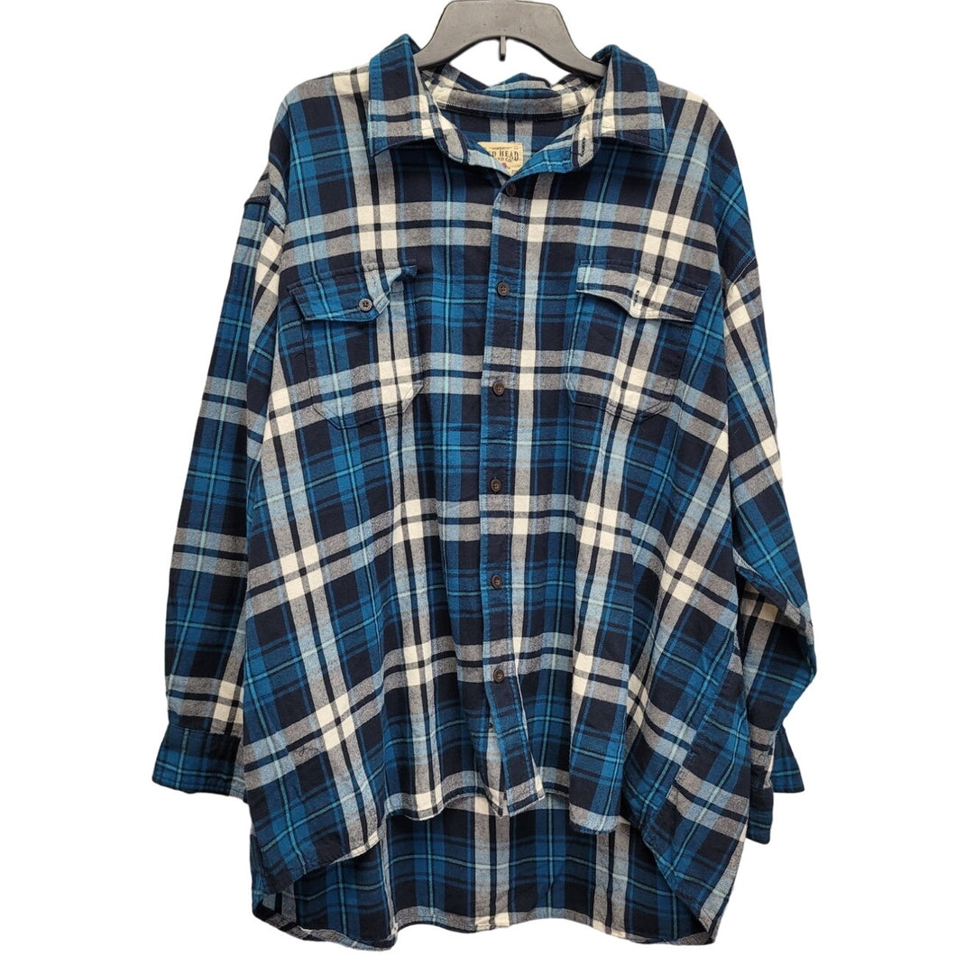 Red Head Mens 3XL 100% Cotton Plaid Long Sleeve Button Up Shirt w Front Pockets