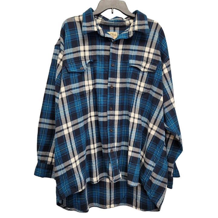 Red Head Mens 3XL 100% Cotton Plaid Long Sleeve Button Up Shirt w Front Pockets