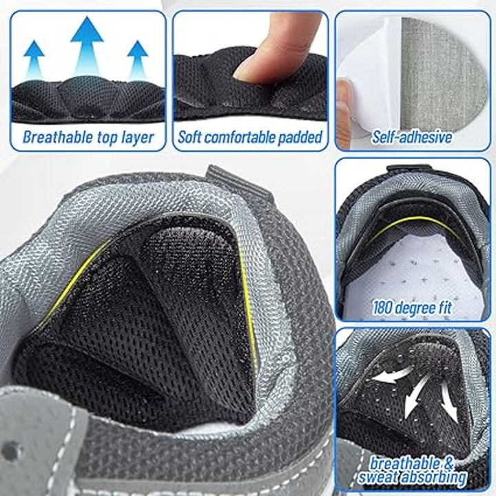 New 6 Piece Black Self Adhesive Mesh Cushion Padded Back Of Heel Shoe Inserts