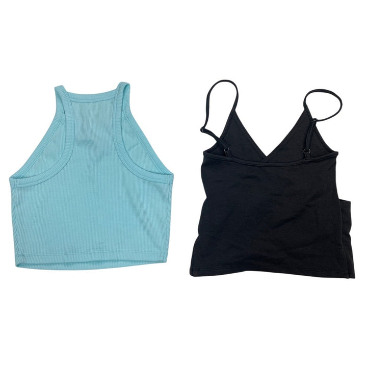 2 New American Eagle Womens Small Thin Strap Ribbed Faux Wrap Tank Tops