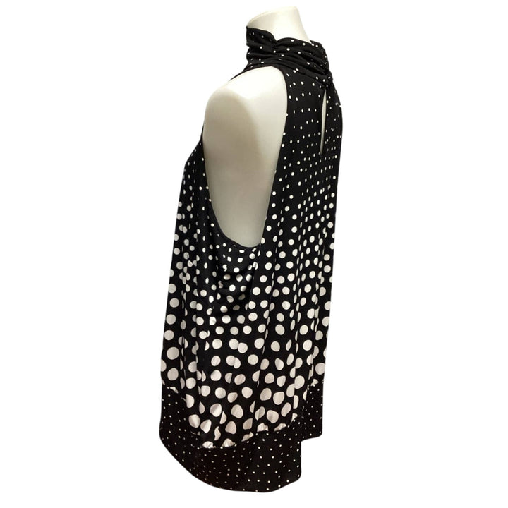 Cato Plus Size 22/24W Sleeveless Long Polka Dot Keyhole Back Stretchy Blouse