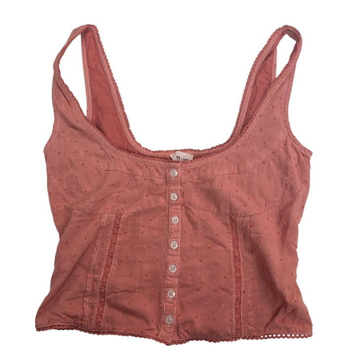 Princess Polly Womens Size 4 Front Button Scalloped Thin Strap Tank Top