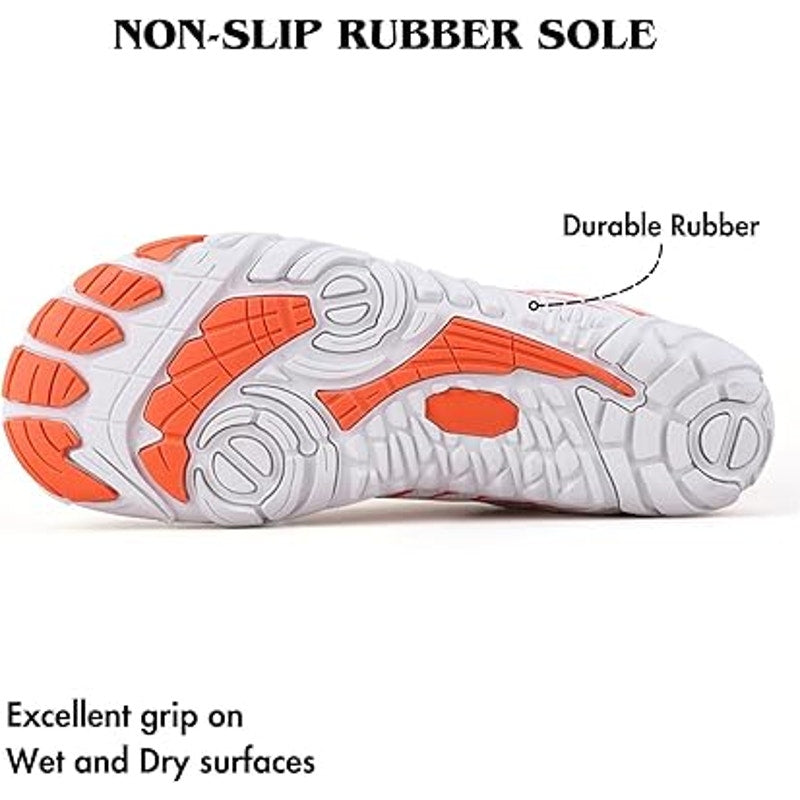 New HiGropcore Womens Size 6 White Orange Lace Up Breatheable Barefoot Shoes