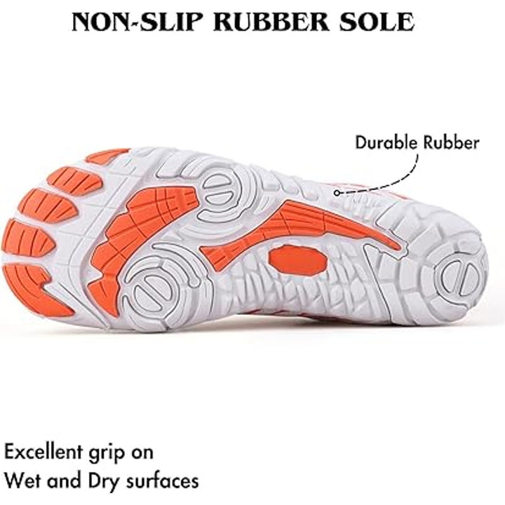New HiGropcore Womens Size 6 White Orange Lace Up Breatheable Barefoot Shoes