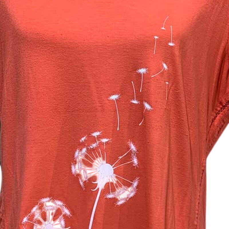 Hand Printed Upcycled Dandelion Make a Wish XL PolyBlend Short Sleeve Tee