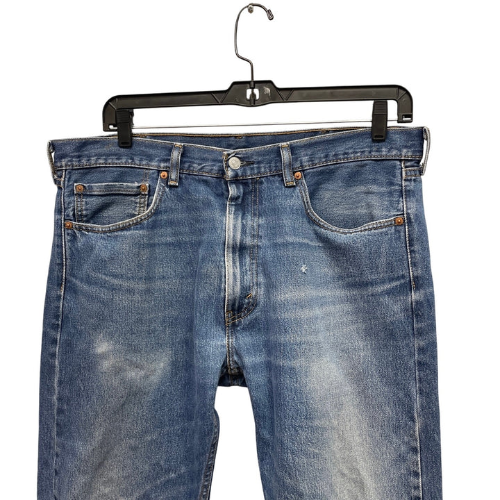Levis 505 Mens 38W 34L Distressed 100% Cotton Classic Fit Denim Blue Jeans