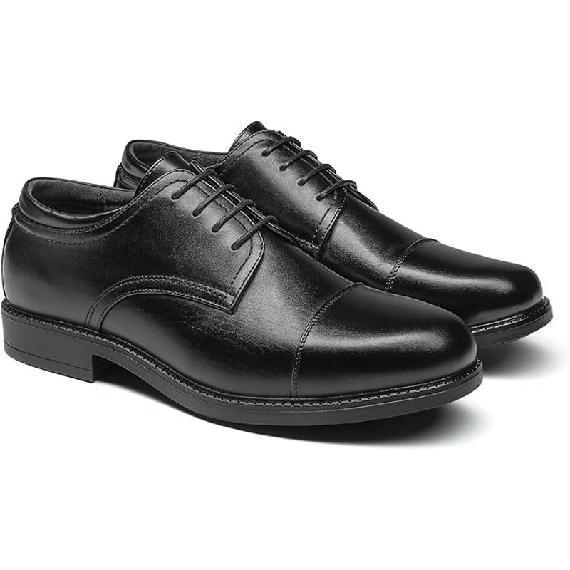 Bruno Marc Mens Size 8.5W Wide Black Lace Up Classic Oxford Dress Cap Toe Shoes