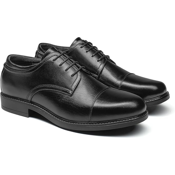 Bruno Marc Mens Size 8.5W Wide Black Lace Up Classic Oxford Dress Cap Toe Shoes