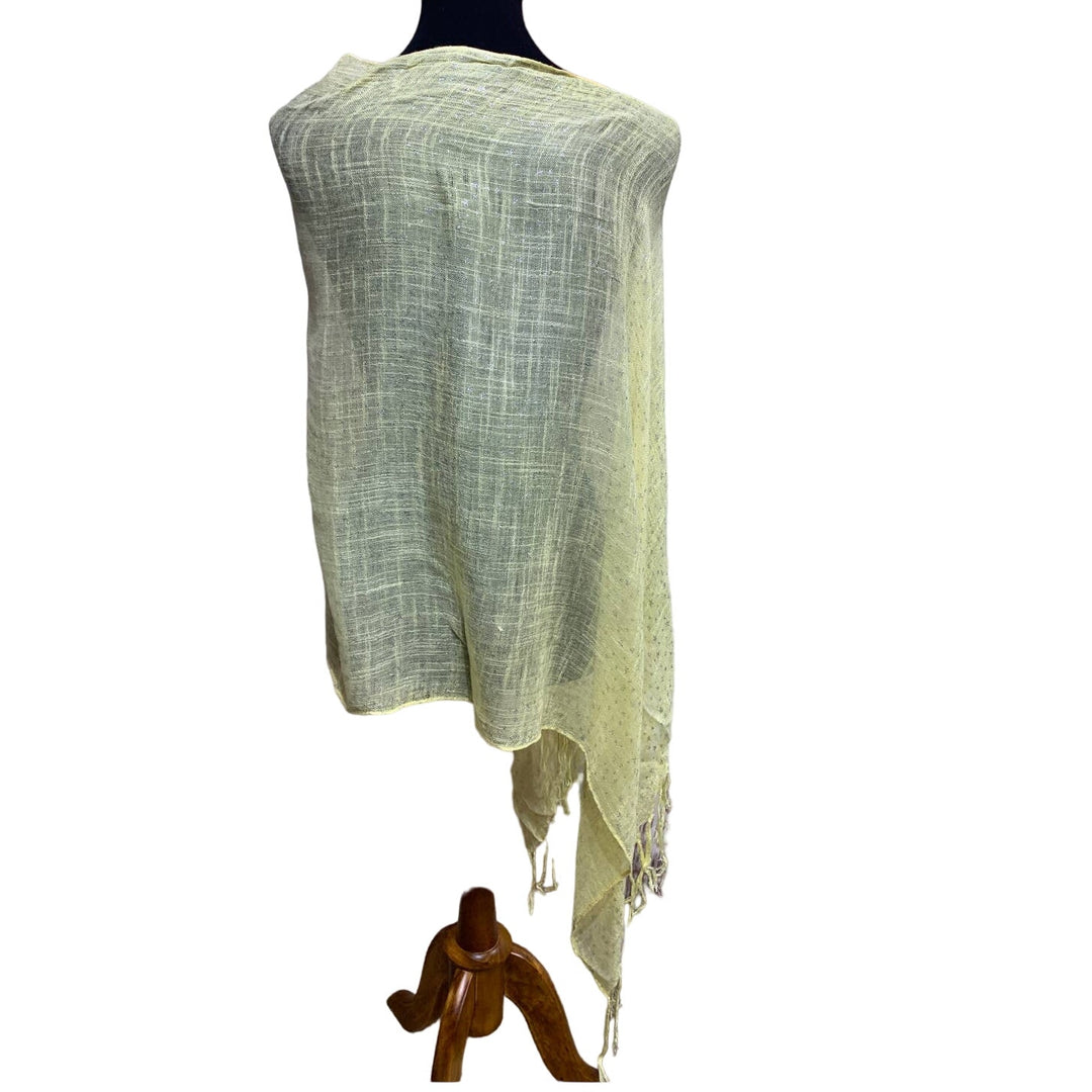 Handmade Yellow Silver Stars Lightweight Poncho Shawl Wedding Wrap Scarf