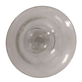 Vintage Etched Floral Footed Heavy Glass Table Centerpiece Serving Bowl w Chip