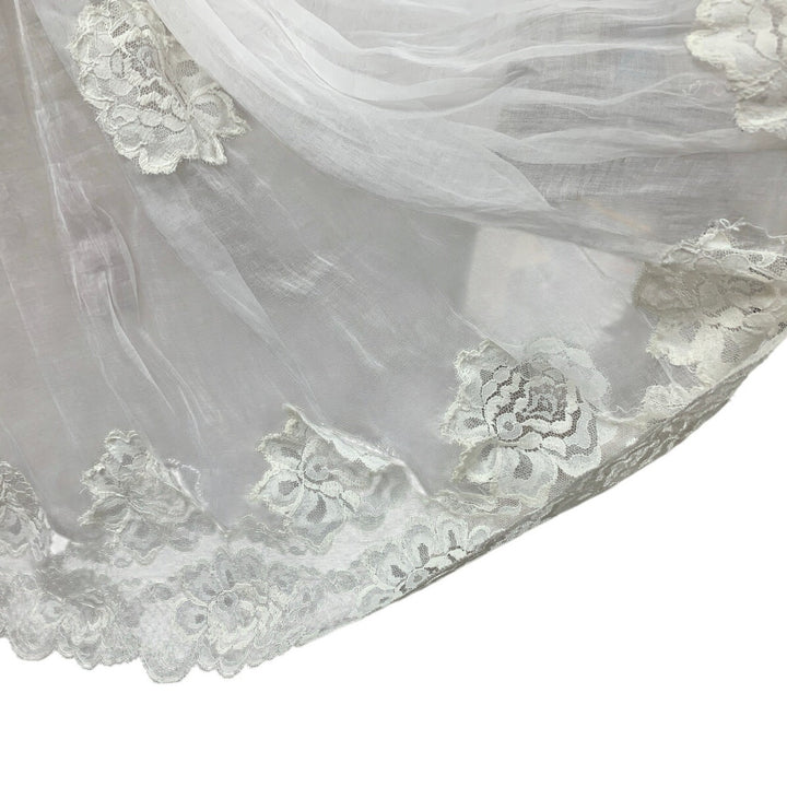Vintage Handmade Baby Christening Baptism Lace Gown Blue Bow w Overlay Jacket