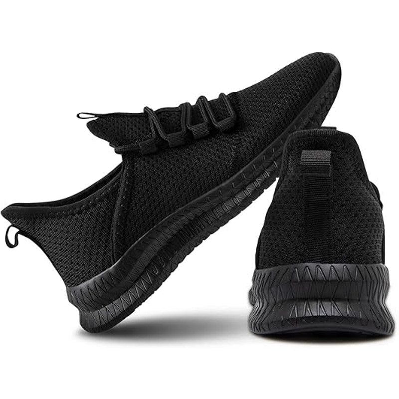 New Qujgs Womens Size 10 Black Breathable Mesh Lace Up Athletic Sneaker Shoes