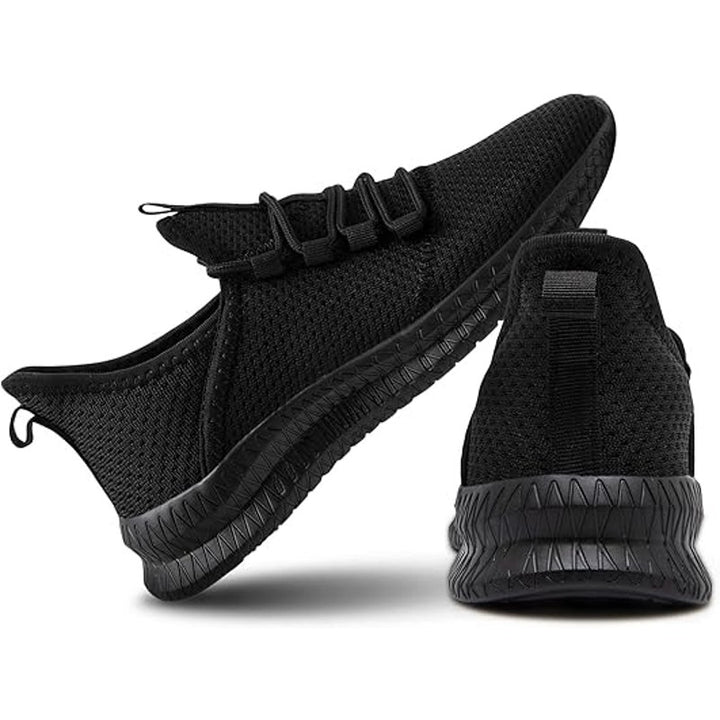 New Qujgs Womens Size 10 Black Breathable Mesh Lace Up Athletic Sneaker Shoes