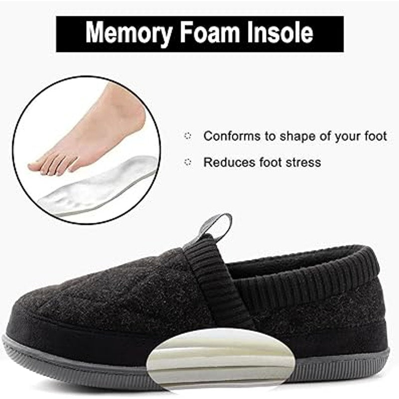 RockDove Womens 9 Gray Slippers Memory Foam Knit Cuff Closed Back House Shoes