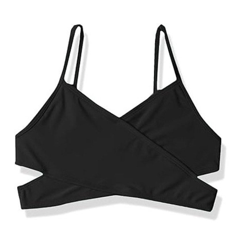 NWT New Kanu Surf Girls Size 8 Black Beach Sport Wrap Around Bikini Top ONLY