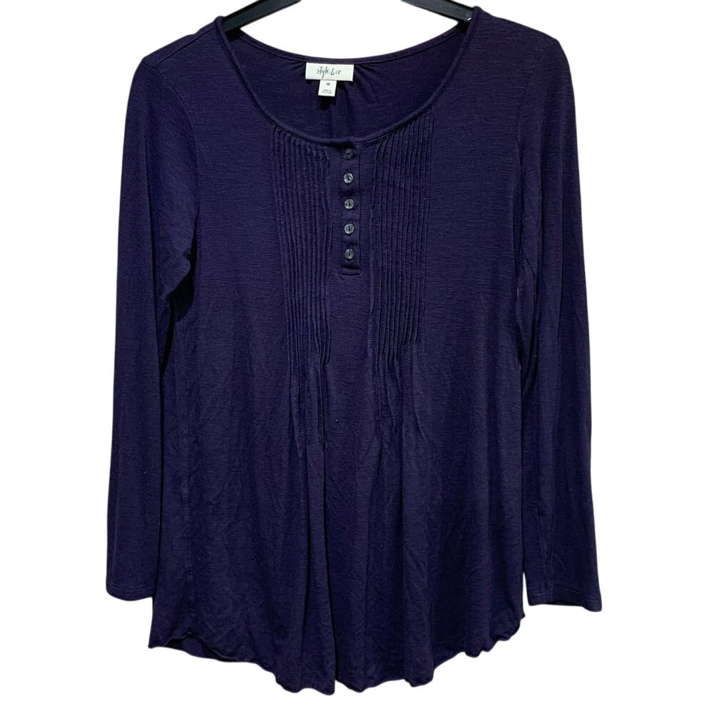Lot of 2 Style &amp; Co Womens XS Long Sleeve Scoop Neck Flowy Pleated Tops