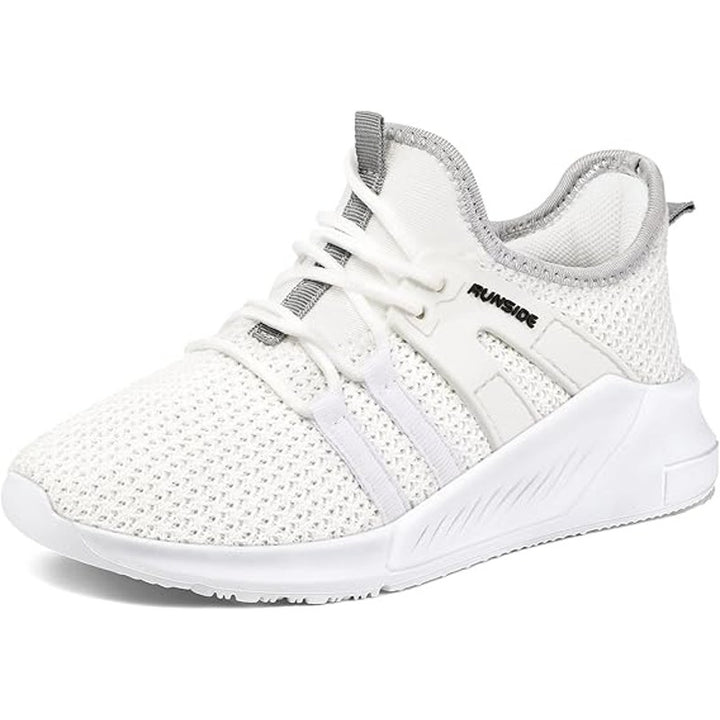 Runside Big Girls Size 1 White Mesh Lace Up Lightweight Breathable Sneaker Shoes