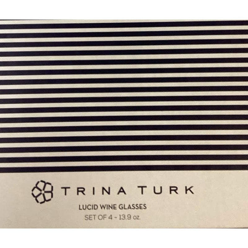 New in Box Trina Turk Clear Lucid 13.9 oz Dishwasher Safe Wine Glasses Set of 4