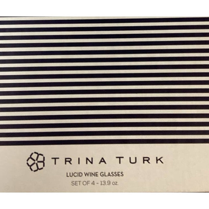 New in Box Trina Turk Clear Lucid 13.9 oz Dishwasher Safe Wine Glasses Set of 4