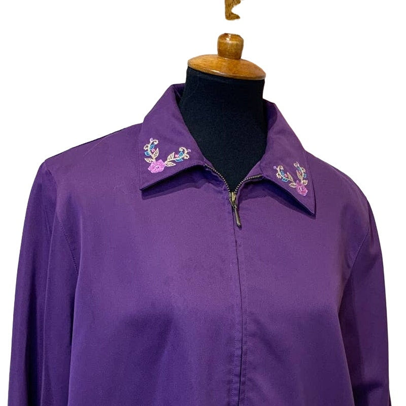 Alfred Dunner Size 10 Grandma Core Floral Embroidered FullZip Lightweight Jacket
