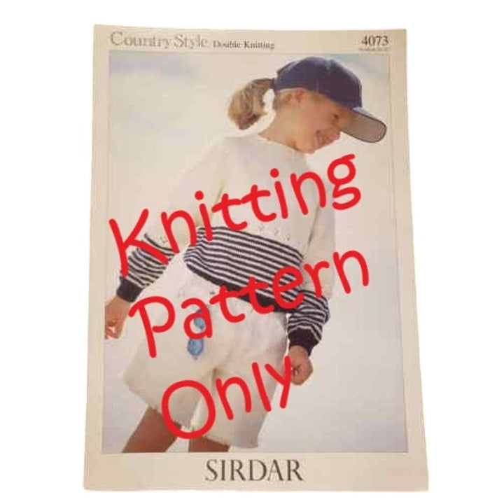 New Sirdar 4073 Country Style DK Child Girls Striped Sweater Knitting Pattern