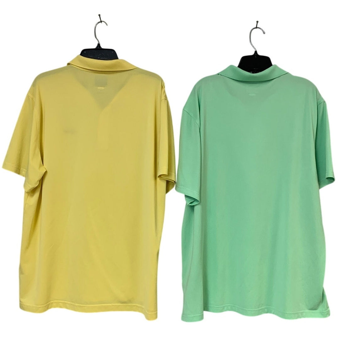 Lot of 2 Greg Norman Tasso Elba Mens XL Yellow Green Short Sleeve Polo Shirts